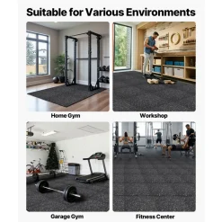 VEVOR Puzzle Exercise Mat, 6 PCS Fitness Equipment Mats, 24 x 24 x 0.56 in, High-Density EVA Foam Mats Set, Interlocking Rubber Soft Tiles, Protective Floor Padding with Gray Dots for Home Gym Office