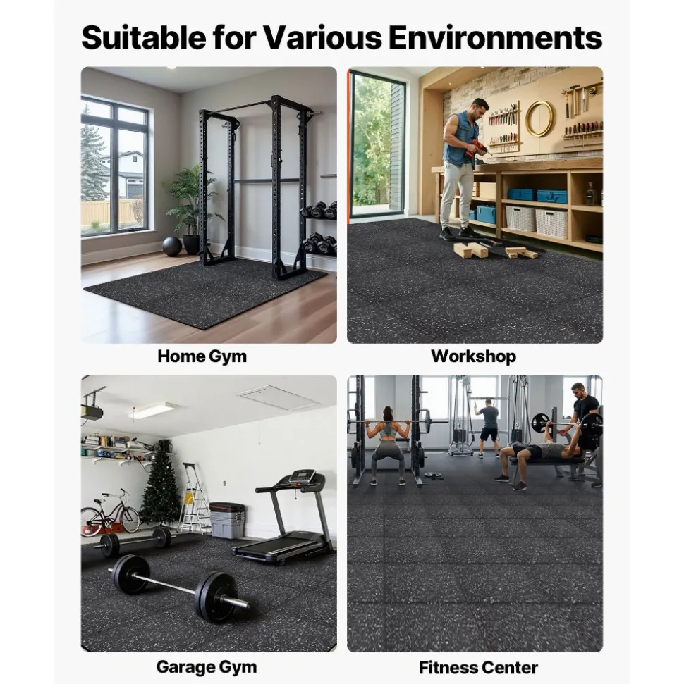 VEVOR Puzzle Exercise Mat, 6 PCS Fitness Equipment Mats, 24 x 24 x 0.56 in, High-Density EVA Foam Mats Set, Interlocking Rubber Soft Tiles, Protective Floor Padding with Gray Dots for Home Gym Office