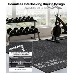 VEVOR Puzzle Exercise Mat, 6 PCS Fitness Equipment Mats, 24 x 24 x 0.56 in, High-Density EVA Foam Mats Set, Interlocking Rubber Soft Tiles, Protective Floor Padding with Gray Dots for Home Gym Office
