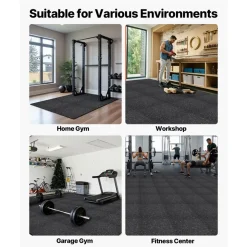 VEVOR Puzzle Exercise Mat, 24 PCS Fitness Equipment Mats, 24 x 24 x 0.56 in, High-Density EVA Foam Mats Set, Interlocking Rubber Soft Tiles, Protective Floor Padding with Gray Dots for Home Gym Office