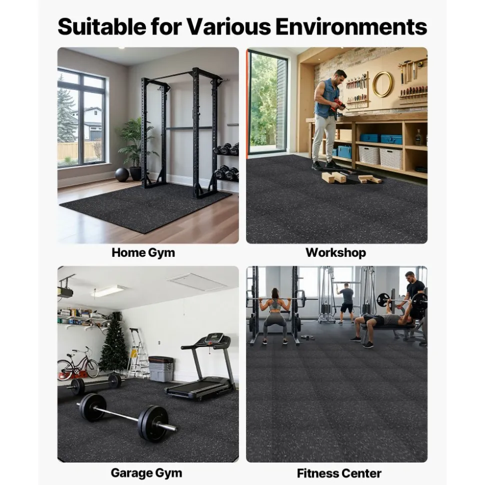 VEVOR Puzzle Exercise Mat, 24 PCS Fitness Equipment Mats, 24 x 24 x 0.56 in, High-Density EVA Foam Mats Set, Interlocking Rubber Soft Tiles, Protective Floor Padding with Gray Dots for Home Gym Office