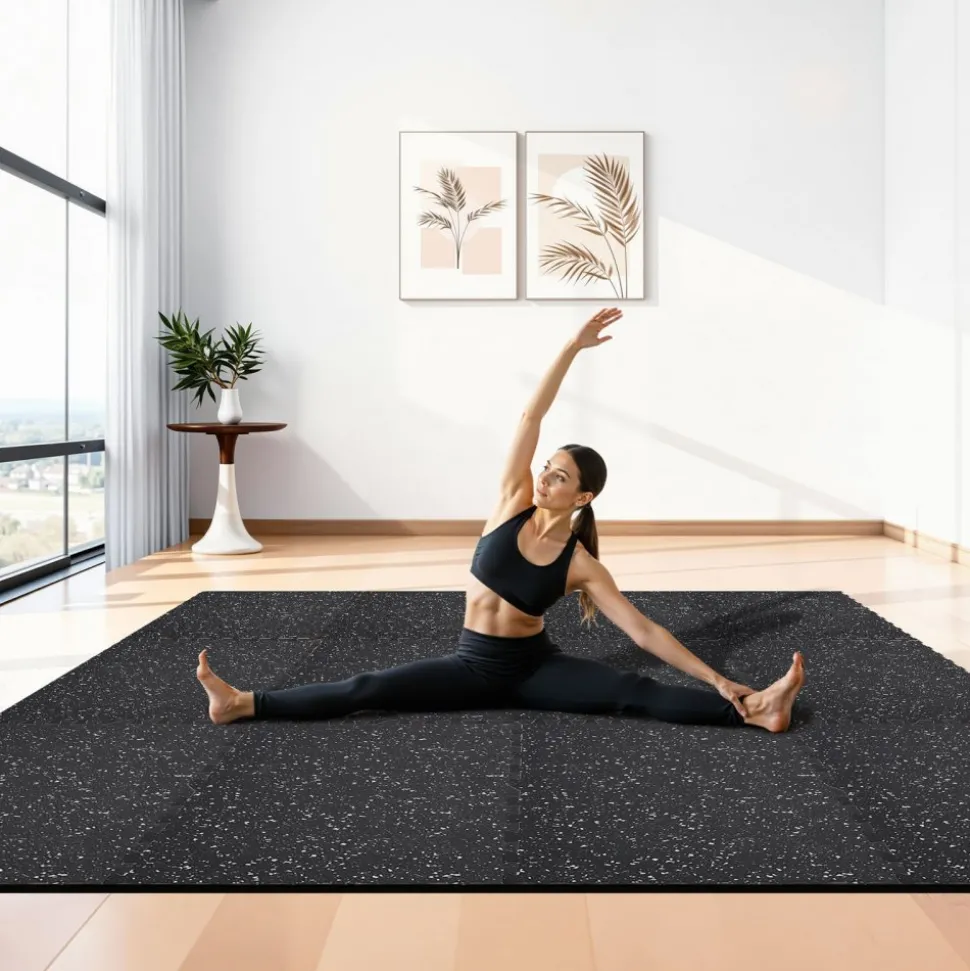 VEVOR Puzzle Exercise Mat, 24 PCS Fitness Equipment Mats, 24 x 24 x 0.56 in, High-Density EVA Foam Mats Set, Interlocking Rubber Soft Tiles, Protective Floor Padding with Gray Dots for Home Gym Office