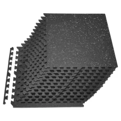 VEVOR Puzzle Exercise Mat, 24 PCS Fitness Equipment Mats, 24 x 24 x 0.56 in, High-Density EVA Foam Mats Set, Interlocking Rubber Soft Tiles, Protective Floor Padding with Gray Dots for Home Gym Office