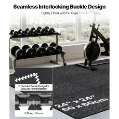 VEVOR Puzzle Exercise Mat, 24 PCS Fitness Equipment Mats, 24 x 24 x 0.56 in, High-Density EVA Foam Mats Set, Interlocking Rubber Soft Tiles, Protective Floor Padding with Gray Dots for Home Gym Office