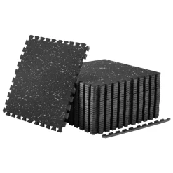 VEVOR Puzzle Exercise Mat, 24 PCS Fitness Equipment Mats, 24 x 24 x 0.56 in, High-Density EVA Foam Mats Set, Interlocking Rubber Soft Tiles, Protective Floor Padding with Gray Dots for Home Gym Office
