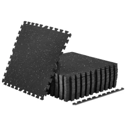 VEVOR Puzzle Exercise Mat, 24 PCS Fitness Equipment Mats, 24 x 24 x 0.4 in, High-Density EVA Foam Mats Set, Interlocking Rubber Soft Tiles, Protective Floor Padding with Gray Dots for Home Gym Office
