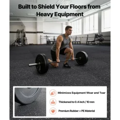 VEVOR Puzzle Exercise Mat, 24 PCS Fitness Equipment Mats, 24 x 24 x 0.4 in, High-Density EVA Foam Mats Set, Interlocking Rubber Soft Tiles, Protective Floor Padding with Gray Dots for Home Gym Office