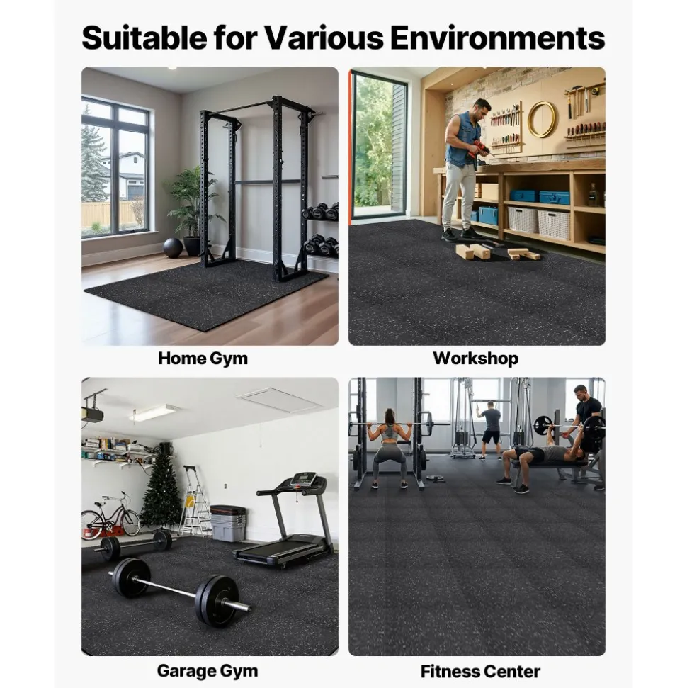 VEVOR Puzzle Exercise Mat, 24 PCS Fitness Equipment Mats, 24 x 24 x 0.4 in, High-Density EVA Foam Mats Set, Interlocking Rubber Soft Tiles, Protective Floor Padding with Gray Dots for Home Gym Office