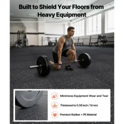 VEVOR Puzzle Exercise Mat, 12 PCS Fitness Equipment Mats, 24 x 24 x 0.56 in, High-Density EVA Foam Gym Mats Set, Interlocking Rubber Soft Tiles, Protective Floor Padding for Home, Gym, Office, Black