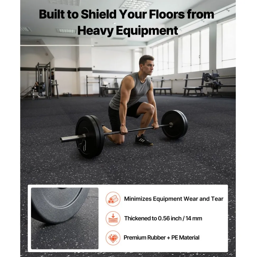 VEVOR Puzzle Exercise Mat, 12 PCS Fitness Equipment Mats, 24 x 24 x 0.56 in, High-Density EVA Foam Gym Mats Set, Interlocking Rubber Soft Tiles, Protective Floor Padding for Home, Gym, Office, Black