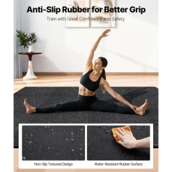 VEVOR Puzzle Exercise Mat, 12 PCS Fitness Equipment Mats, 24 x 24 x 0.56 in, High-Density EVA Foam Gym Mats Set, Interlocking Rubber Soft Tiles, Protective Floor Padding for Home, Gym, Office, Black