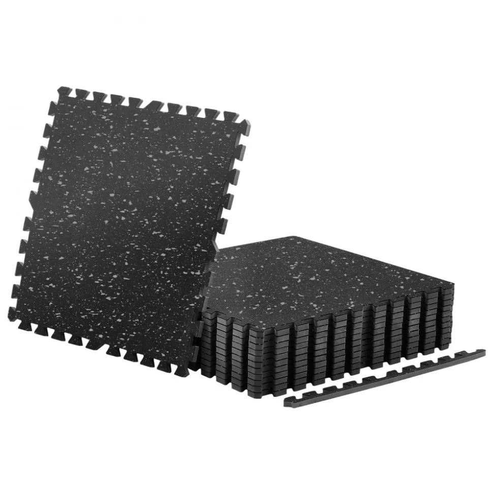 VEVOR Puzzle Exercise Mat, 12 PCS Fitness Equipment Mats, 24 x 24 x 0.56 in, High-Density EVA Foam Gym Mats Set, Interlocking Rubber Soft Tiles, Protective Floor Padding for Home, Gym, Office, Black