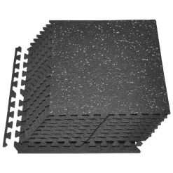 VEVOR Puzzle Exercise Mat, 12 PCS Fitness Equipment Mats, 24 x 24 x 0.4 in, High-Density EVA Foam Mats Set, Interlocking Rubber Soft Tiles, Protective Floor Padding with Gray Dots for Home Gym Office