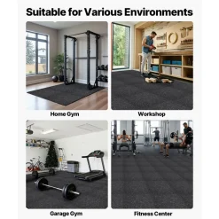 VEVOR Puzzle Exercise Mat, 12 PCS Fitness Equipment Mats, 24 x 24 x 0.4 in, High-Density EVA Foam Mats Set, Interlocking Rubber Soft Tiles, Protective Floor Padding with Gray Dots for Home Gym Office