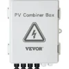 VEVOR PV Combiner Box, 4 String, Solar Combiner Box with 15A Rated Current Fuse 63A Circuit Breaker Lightning Arrester and Solar Connector, ABS Plastic Case for On / Off Grid Solar Panel System, IP65