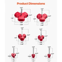 VEVOR PVC Pipe Reamer Kit, 7-Piece, 3 Blades PVC Fitting Socket Saver, Includes 1/2", 3/4", 1", 1-1/2", 2", 3", 4", Fits Standard 1/2" Drills, Plumbing Tool Kit for SCH40 ABS CPVC Vent Drain Pipes