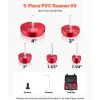 VEVOR PVC Pipe Reamer Kit, 5-Piece, PVC Fitting Socket Saver, Includes 1-1/4", 1-1/2", 2", 3", 4", Compatible with Standard 1/2" Drills, Plumbing Tool Kit for SCH40 ABS CPVC Vent Drain Water Pipes