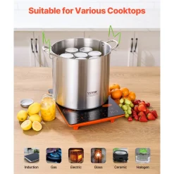 VEVOR 21 QT Canning Pot with Rack and Lid, Stainless Steel Waterbath Canner with Dual Handle and Glass Lid, Compatible with All Cooktops: Induction, Gas, Electric, Glass, Ceramic, Halogen