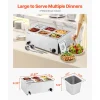 VEVOR 24QT Commercial Food Warmer, 6-Pan Electric Steam Table, 1200W Professional Countertop Stainless Steel Buffet Bain Marie with 86-185°F Temp Control for Catering, Buffet, Parties, Restaurants