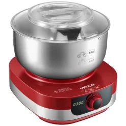 VEVOR 5.3 Qt Electric Dough Maker 500W Stand Mixer Removable Lid, Stepless Speed Adjustment Food Kitchen Mixer with Stainless Steel Bowl, Dough Hook, Whisk, Beater, for Pizza Bread Pasta Mochi