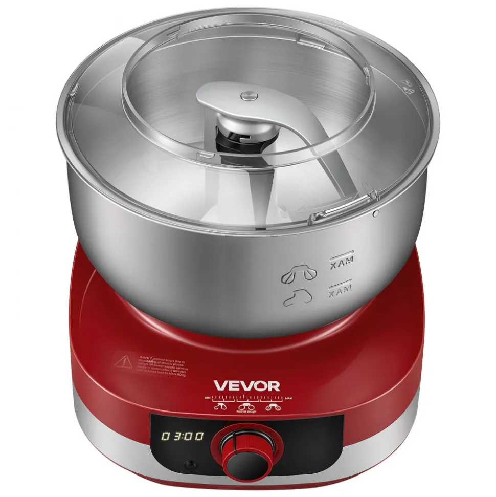 VEVOR 5.3 Qt Electric Dough Maker 500W Stand Mixer Removable Lid, Stepless Speed Adjustment Food Kitchen Mixer with Stainless Steel Bowl, Dough Hook, Whisk, Beater, for Pizza Bread Pasta Mochi