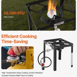VEVOR 18 Qt Fish and Wing Fryer with Double Basket, Aluminum Propane Fish Fryer Kit, Outdoor Deep Fryer Seafood Pot with Thermometer and 58,000 BTUs Propane Burners, for Outdoor and Backyard Cooking