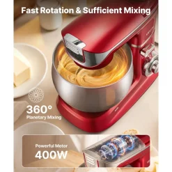 VEVOR 6.3 Qt 3-in-1 Tilt Head Stand Mixer 400W Electric Dough Mixer, Multifunctional Food Kitchen Mixer with Stainless Steel Bowl, Meat Grinder and Blender Attachments, Dough Hook, Whisk, Beater
