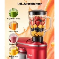 VEVOR 6.3 Qt 3-in-1 Tilt Head Stand Mixer 400W Electric Dough Mixer, Multifunctional Food Kitchen Mixer with Stainless Steel Bowl, Meat Grinder and Blender Attachments, Dough Hook, Whisk, Beater