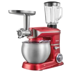 VEVOR 6.3 Qt 3-in-1 Tilt Head Stand Mixer 400W Electric Dough Mixer, Multifunctional Food Kitchen Mixer with Stainless Steel Bowl, Meat Grinder and Blender Attachments, Dough Hook, Whisk, Beater