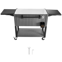VEVOR 80QT Rolling Ice Chest, Holds up to 50 Bottles / 110 Cans, Portable Patio Party Bar Drink Cooler Cart with Bottom Shelf & Foldable Side Shelves, Beverage Pool with Swivel Wheels & Bottle Opener