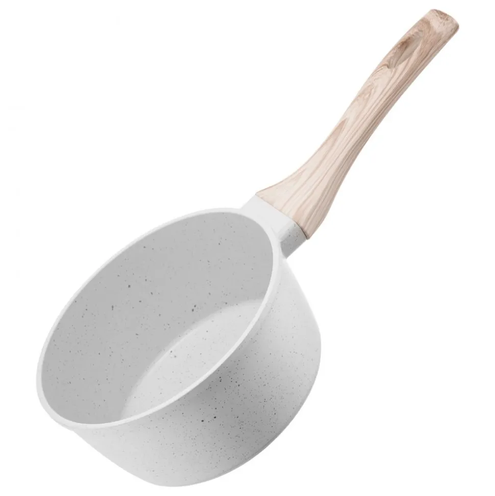 VEVOR 1.5 QT Saucepan, Nonstick Saucepan with Tempered Glass Lid, Multipurpose Cooking Sauce Pot with Detachable Handle, Sauce Pan Small Kitchen Cooking Pot with Coating, Induction Compatible, White