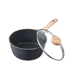 VEVOR 2.5 QT Saucepan, Nonstick Saucepan with Tempered Glass Lid, Multipurpose Cooking Sauce Pot with Detachable Handle, Sauce Pan Small Kitchen Cooking Pot with Coating, Induction Compatible, Black