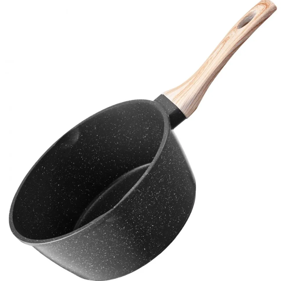 VEVOR 2.5 QT Saucepan, Nonstick Saucepan with Tempered Glass Lid, Multipurpose Cooking Sauce Pot with Detachable Handle, Sauce Pan Small Kitchen Cooking Pot with Coating, Induction Compatible, Black