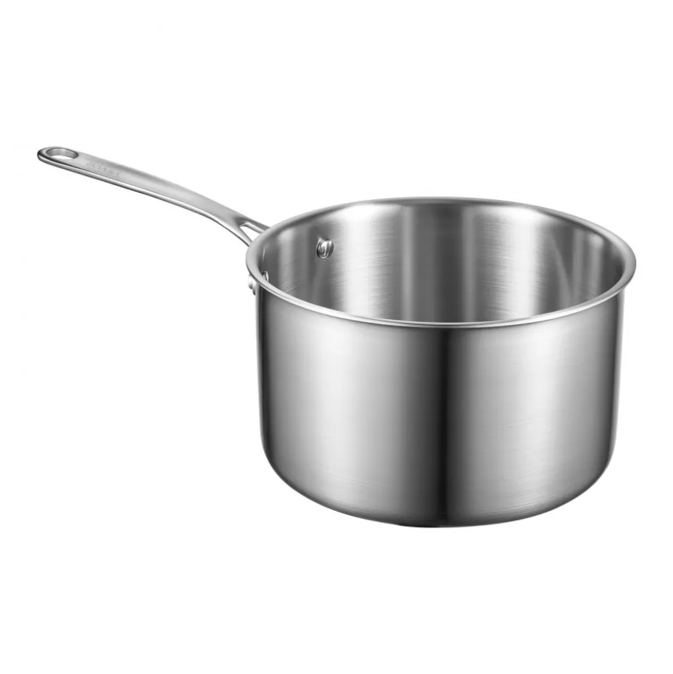 VEVOR 4 QT Saucepan, Stainless Steel Saucepan with Glass Lid, Multipurpose Nonstick Stainless Steel Small Cooking Sauce Pot with Ergonomic Handle, Friendly for Oven, Dishwasher, Induction Cooker