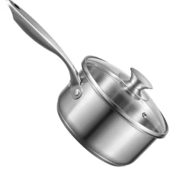 VEVOR 1.5 QT Saucepan with Steamer, Stainless Steel Saucepan with Glass Lid, Multipurpose Nonstick Stainless Steel Sauce Pot with Ergonomic Handle, Friendly for Oven, Dishwasher, Induction Cooker