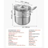 VEVOR 2.5 QT Saucepan with Steamer, Stainless Steel Saucepan with Glass Lid, Multipurpose Nonstick Stainless Steel Sauce Pot with Ergonomic Handle, Friendly for Oven, Dishwasher, Induction Cooker
