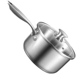 VEVOR 2.5 QT Saucepan with Steamer, Stainless Steel Saucepan with Glass Lid, Multipurpose Nonstick Stainless Steel Sauce Pot with Ergonomic Handle, Friendly for Oven, Dishwasher, Induction Cooker