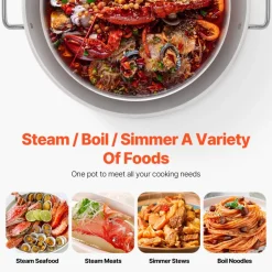 VEVOR 80 Qt Seafood Boiling Kit with Strainer, Outdoor Seafood Boil Pot and Basket, Cooking Set for Crab Crawfish Lobster Boiling, Aluminum Stockpot with 100,000 BTUs Propane Burner and Steamer Rack