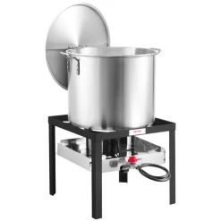 VEVOR 80 Qt Seafood Boiling Kit with Strainer, Outdoor Seafood Boil Pot and Basket, Cooking Set for Crab Crawfish Lobster Boiling, Aluminum Stockpot with 100,000 BTUs Propane Burner and Steamer Rack