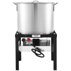 VEVOR 80 Qt Seafood Boiling Kit with Strainer, Outdoor Seafood Boil Pot and Basket, Cooking Set for Crab Crawfish Lobster Boiling, Aluminum Stockpot with 100,000 BTUs Propane Burner and Steamer Rack