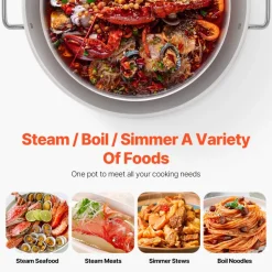 VEVOR 100 Qt Seafood Boiling Kit with Strainer, Outdoor Seafood Boil Pot and Basket, Cooking Set for Crab Crawfish Lobster Boiling, Aluminum Stockpot with 100,000 BTUs Propane Burner and Steamer Rack