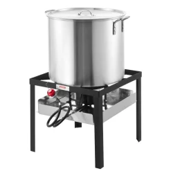 VEVOR 60 Qt Seafood Boiling Kit with Strainer, Outdoor Seafood Boil Pot and Basket, Cooking Set for Crab Crawfish Lobster Boiling, Aluminum Stockpot with 100,000 BTUs Propane Burner and Steamer Rack