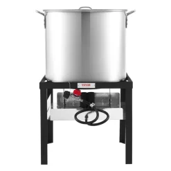 VEVOR 60 Qt Seafood Boiling Kit with Strainer, Outdoor Seafood Boil Pot and Basket, Cooking Set for Crab Crawfish Lobster Boiling, Aluminum Stockpot with 100,000 BTUs Propane Burner and Steamer Rack