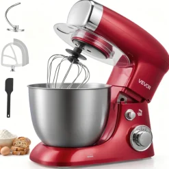 VEVOR 4.2 Qt Tilt Head Stand Mixer 400W Electric Dough Mixer, 6 Speeds Food Kitchen Mixer with Stainless Steel Bowl, Splash Guard, Dough Hook, Whisk, Beater, for Baking Mixing Whipping