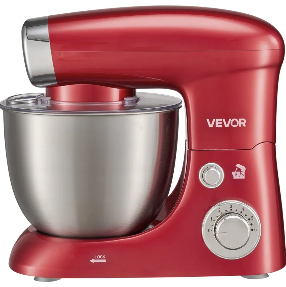 VEVOR 4.2 Qt Tilt Head Stand Mixer 400W Electric Dough Mixer, 6 Speeds Food Kitchen Mixer with Stainless Steel Bowl, Splash Guard, Dough Hook, Whisk, Beater, for Baking Mixing Whipping