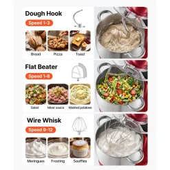 VEVOR 7.4 Qt Tilt Head Stand Mixer 500W Electric Dough Mixer, 12 Speeds Food Kitchen Mixer with Stainless Steel Bowl, Splash Guard, Dough Hook, Whisk, Beater, for Baking Mixing
