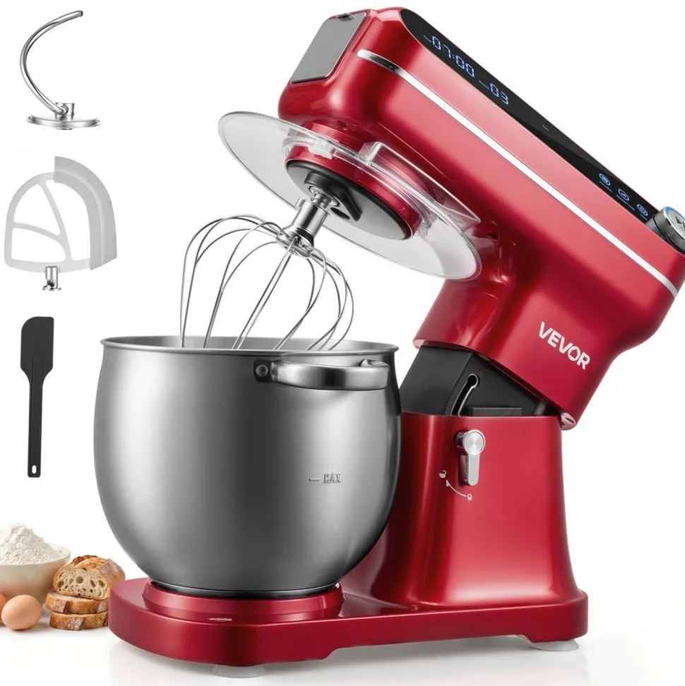 VEVOR 7.4 Qt Tilt Head Stand Mixer 500W Electric Dough Mixer, 12 Speeds Food Kitchen Mixer with Stainless Steel Bowl, Splash Guard, Dough Hook, Whisk, Beater, for Baking Mixing