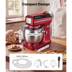 VEVOR 7.4 Qt Tilt Head Stand Mixer 500W Electric Dough Mixer, 12 Speeds Food Kitchen Mixer with Stainless Steel Bowl, Splash Guard, Dough Hook, Whisk, Beater, for Baking Mixing