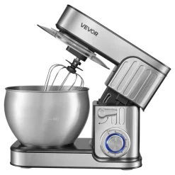 VEVOR 7.4 Qt Tilt Head Stand Mixer 500W Electric Dough Mixer, 6 Speeds with Pulse Food Kitchen Mixer with Stainless Steel Bowl, Splash Guard, Dough Hook, Whisk, Beater, for Baking Mixing