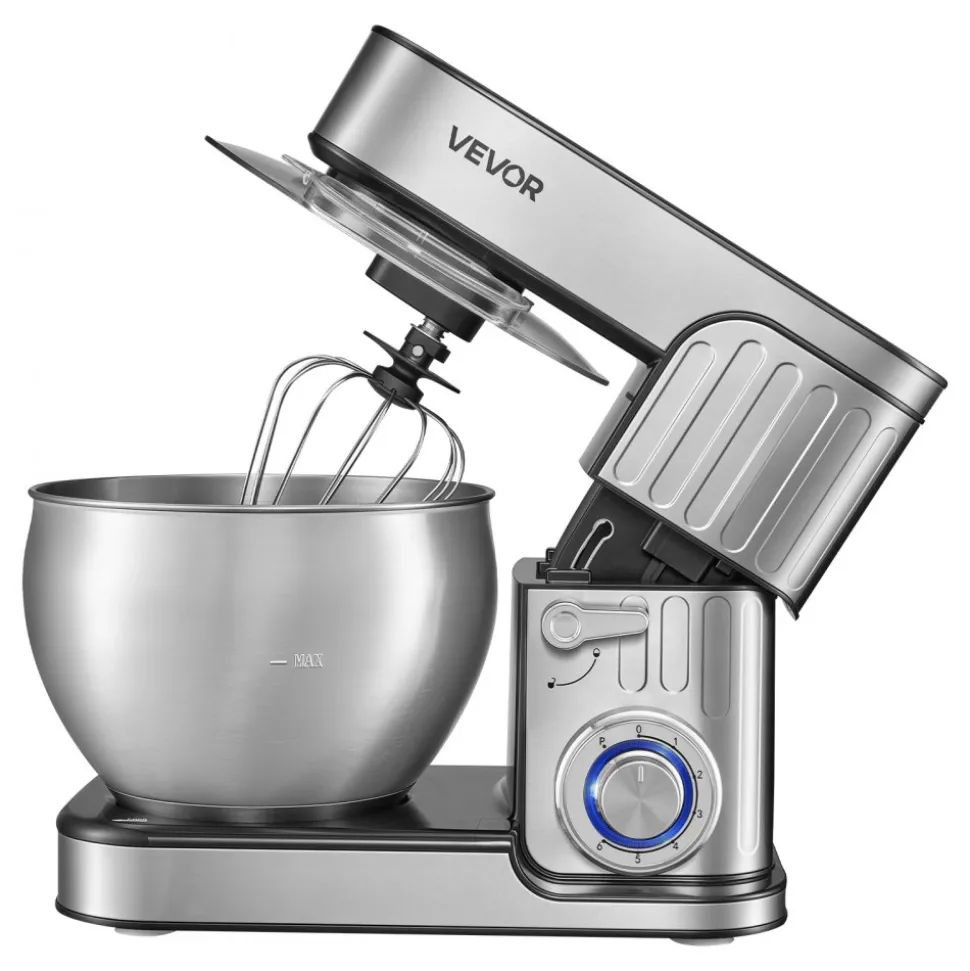 VEVOR 7.4 Qt Tilt Head Stand Mixer 500W Electric Dough Mixer, 6 Speeds with Pulse Food Kitchen Mixer with Stainless Steel Bowl, Splash Guard, Dough Hook, Whisk, Beater, for Baking Mixing